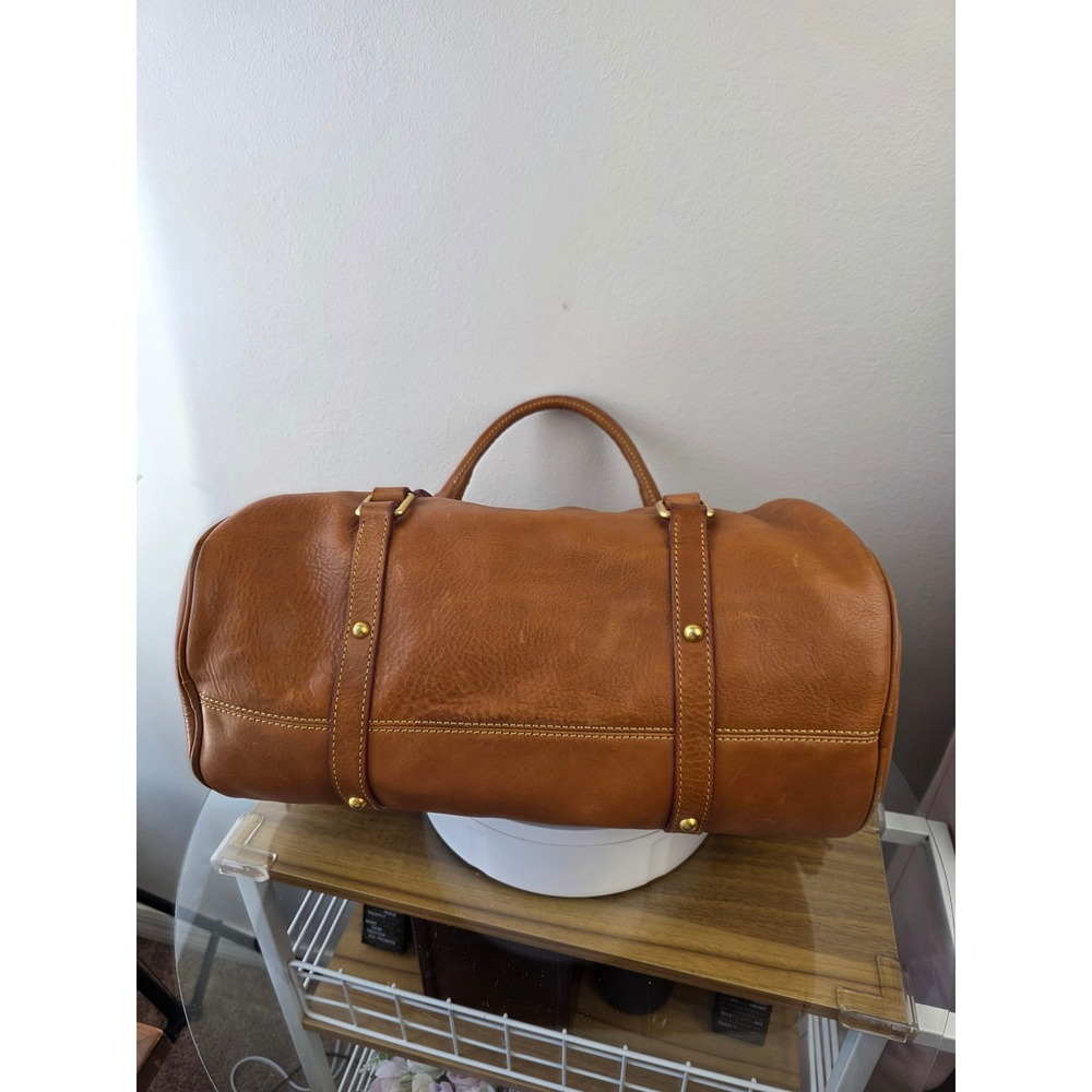 Dooney & Bourke Florentine Leather Satchel Ginger Whipstitch Tassel Bag Large - Picture 3 of 12